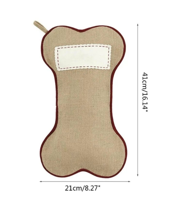 Personalised Luxury Christmas Dog Bone Stocking | Present | Gift Bags | Decoration | Fireplace/Mantlepiece | Reindeer | Dog Gift |