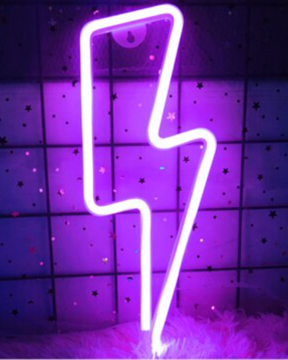 LED Neon Night Light | USB or Battery Powered | Lightning Bolt | Rainbow | Shooting Star | Wall Hanging Light | Home Decor | Girly | Gift |