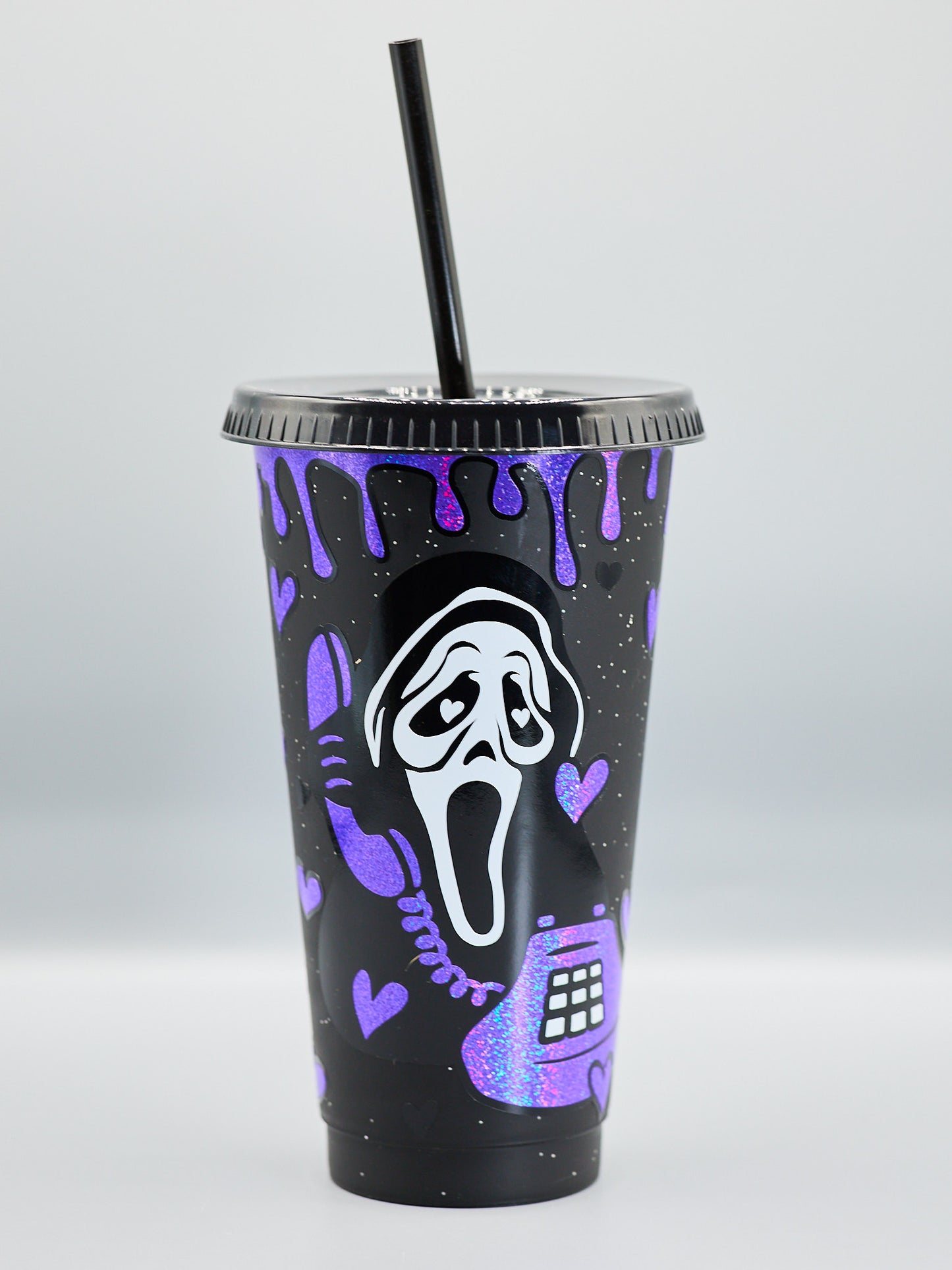 Custom Glitter Ghost Face Scream Venti Cold Cup | 4 colours |  Holographic | Glitter | Metallic | Halloween |