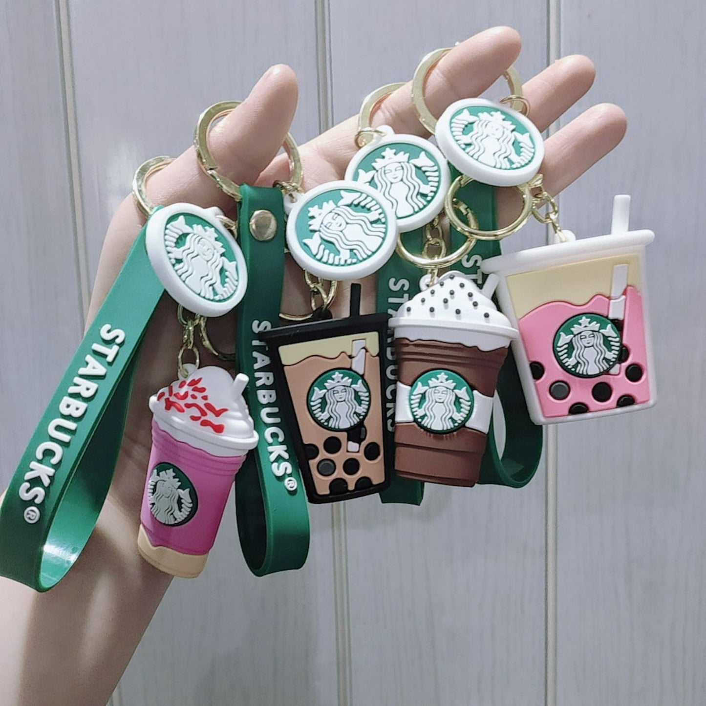 Starbucks Inspired Keychain | Keyring | Pendant | Pink/Brown Coffee Cappuccino Frappuccino | Gift | Cute | Kawaii |