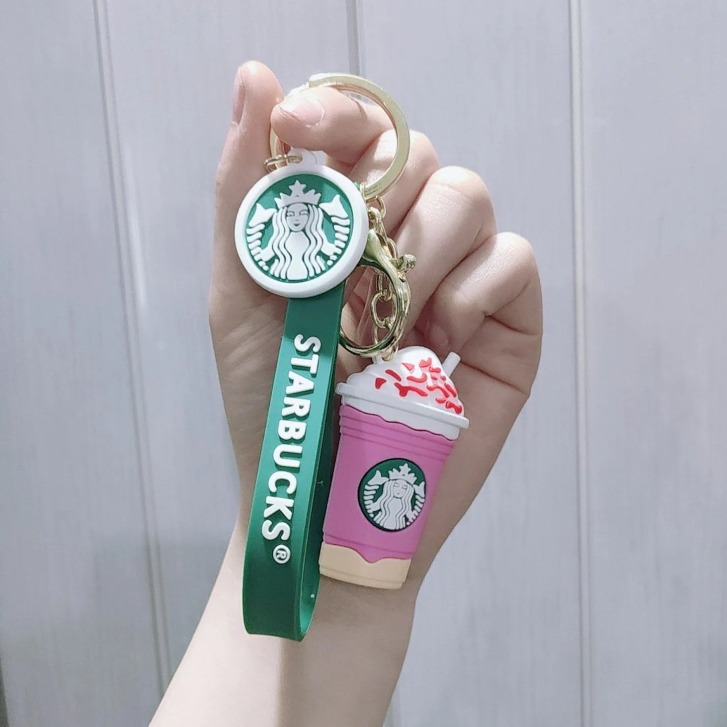 Starbucks Inspired Keychain | Keyring | Pendant | Pink/Brown Coffee Cappuccino Frappuccino | Gift | Cute | Kawaii |