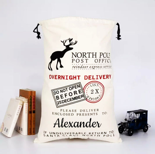 Personalised Luxury Large Canvas Custom Christmas Sacks | Santa Sacks | Present | Gift Bags | Christmas Stocking | Reindeer | North Pole |