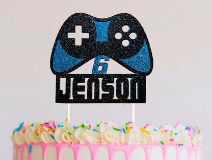 Game Controller Glitter Personalised Custom Layered Double Sided 3D Cake Topper | Gamer | Video Game | Console | Any Name/Age | 11 colours |