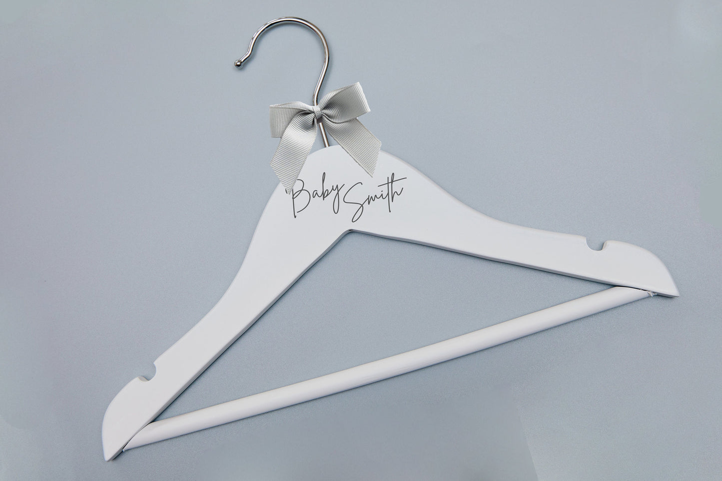 Personalised Custom Baby Child Kids White Wooden Clothes Hanger | New Baby | Newborn | Birth | Christening | Baptism | First Outfit | Gift