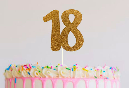 Personalised Age Custom Cake Topper | 20 colours | Number | Celebration | Thick Double Sided Glitter Card | Food Safe | Party | Birthday