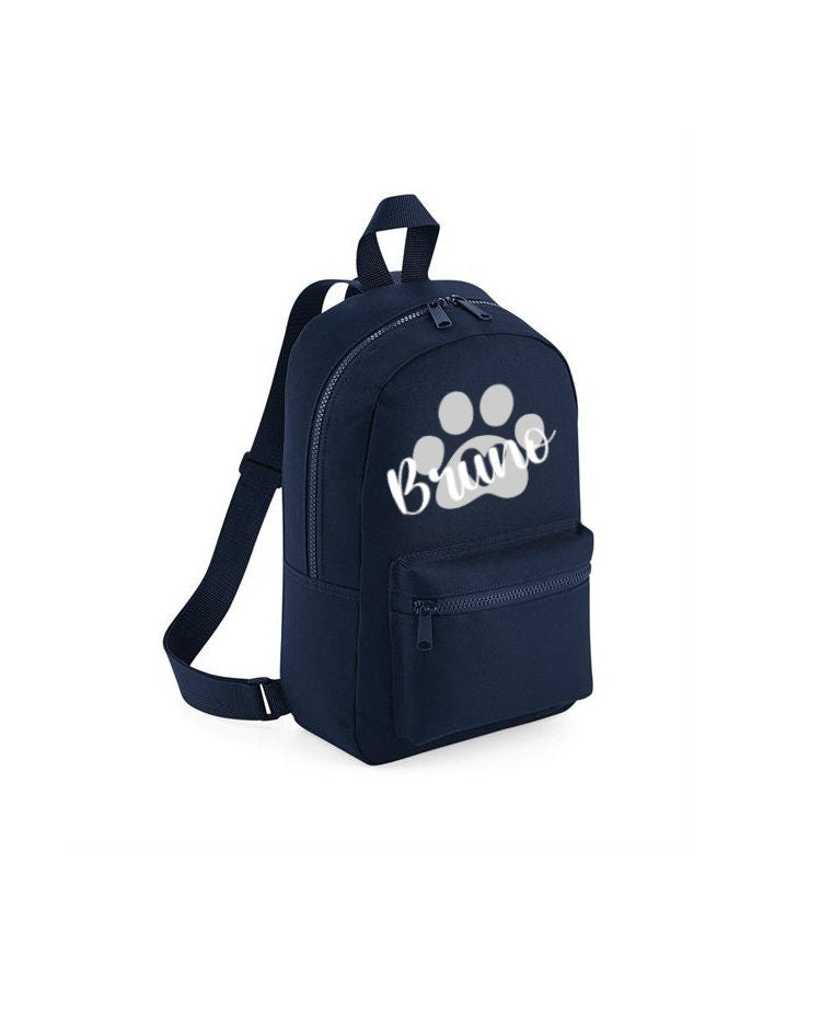 Dog Puppy Pet Personalised/Custom Mini Rucksack/Backpack | Dog Mum | Any name | Monogram | Metallics |