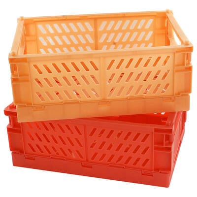 Pink and Orange Foldable Stackable Storage Crates: Pack of 2 | Home Office | Small Business | Home Decor | Spring |