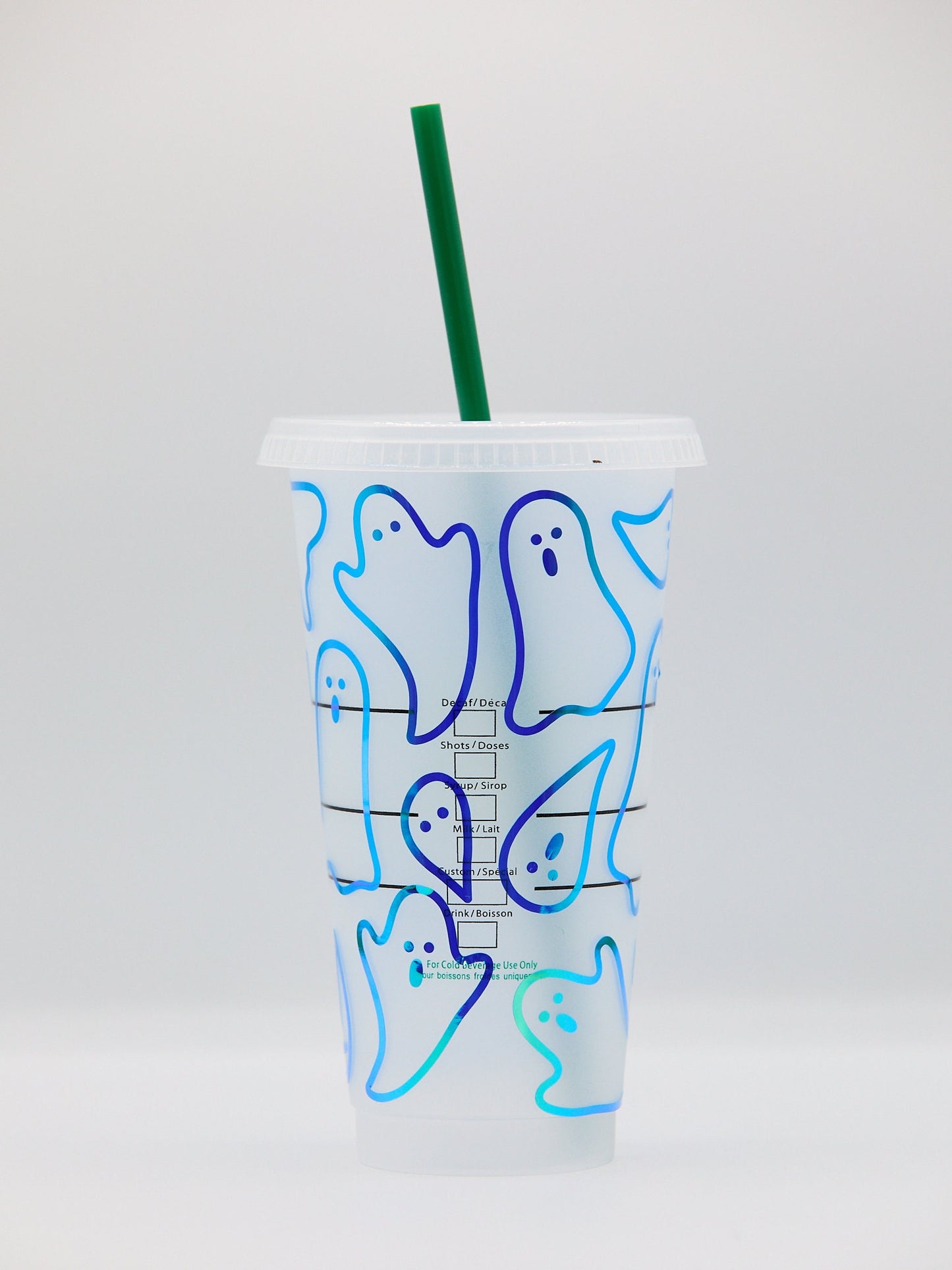 Custom Starbucks INSPIRED Venti Cold Cup | Simple Minimal Ghosts | 54 colours |  Holographic | Glitter | Metallic |Spooky | Emo | Goth |