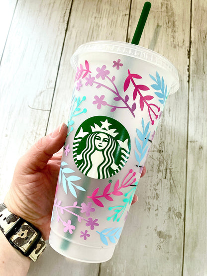 Custom Starbucks INSPIRED Venti Cold Cup | Matte Pastel Florals| Spring | Summer | Cute | Girly | Friend Gift |