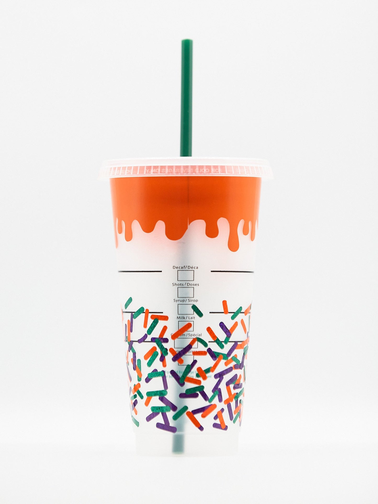 Starbucks INSPIRED Halloween Doughnut Donut Drip Sprinkles Venti 24oz Cold Cup | Orange/Green/Purple Glitter | Reusable | Influencer |