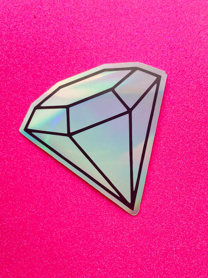 Diamond Holographic Sticker | Cute | Kawaii | Laptop | Notebook | Scrapbook | 8cm x 8cm |