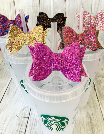 Straw Glitter Bow Topper | Cold Cup Accessories | Stanley Quencher 40oz Accessories | Gift |