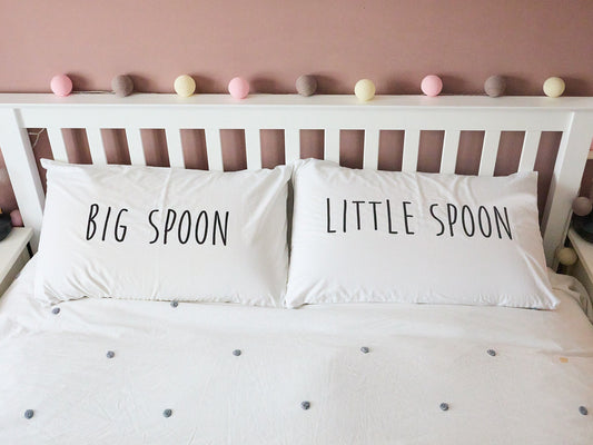 Custom Personalised Big Spoon Little Spoon Pillowcase Pair | Matching Set | Couple Gift | Boyfriend | Girlfriend | Partner | Love | Funny |