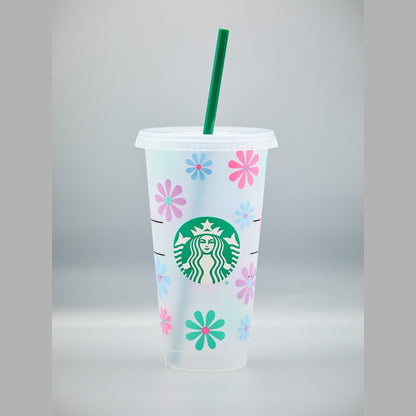Custom Starbucks INSPIRED Pastel Daisy Print Venti Cold Cup | Gift For Her | Floral | Spring | Summer | Girly | Pretty | Cute |