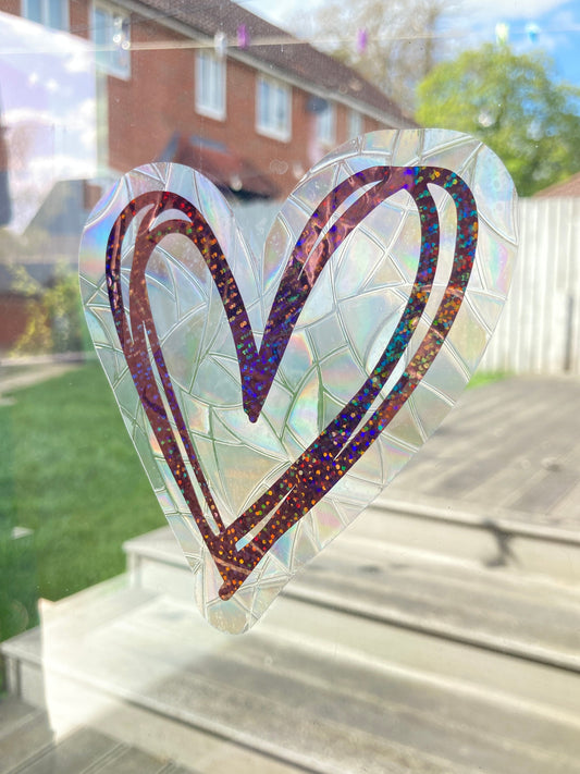 Heart Sun Catcher | Window Sticker | Holographic | Sparkle | Bling | Window Cling | Decal | Home Decoration | Rainbow Maker | Gift |