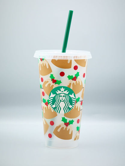 Customised Christmas Puddings Starbucks INSPIRED Venti 24oz Cold Cup | Cute Christmas Cup | Layered Vinyl | Christmas Gift |