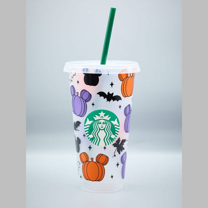 Custom Starbucks INSPIRED Venti Cold Cup | Halloween Pumpkin Ears | Bats |  Autumn Fall | Pumpkin Spice | Cute | Girly | Friend Gift |