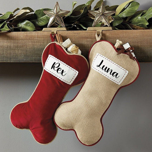 Personalised Luxury Christmas Dog Bone Stocking | Present | Gift Bags | Decoration | Fireplace/Mantlepiece | Reindeer | Dog Gift |